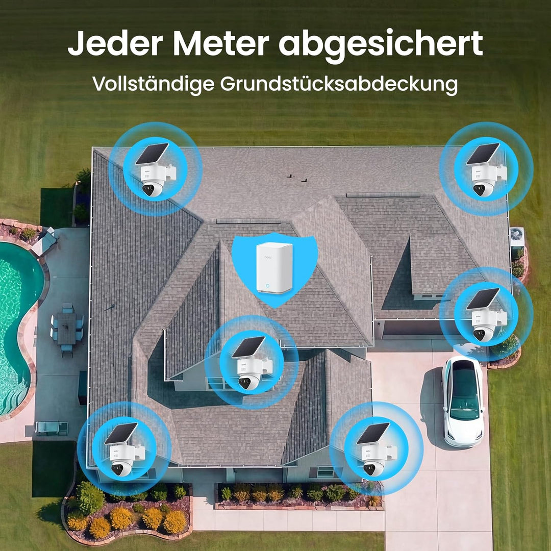 aosu T2 Ultra 4K UHD Überwachungskamera Aussen Solar Akku für Neue aosuBase, 6 Cam-Kit, TrueColor Na