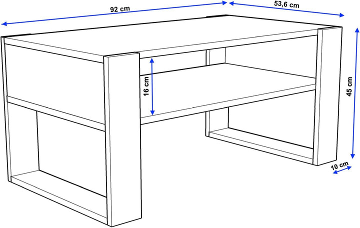 MRBLS Couchtisch – modernes rustikales Design – Wohnzimmer-Tisch Beistelltisch Kaffeetisch Sofatisch