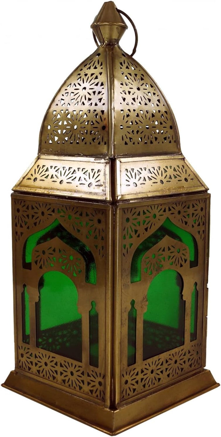 GURU SHOP Orientalische Metall/Glas Laterne in Marrokanischem Design, Windlicht, Gelb, Farbe: Gelb,