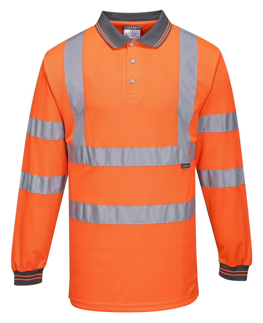 Portwest Langarm Warnschutz Polo Shirt, Grösse: XXXL, Farbe: Orange, S277ORRXXXL 3XL Orange, 3XL Ora