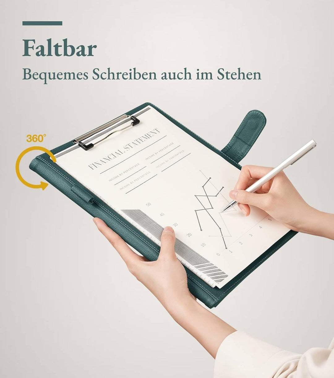 Mymazn Klemmbrett A4 mit Deckel, Mappe A4 Schreibmappe Klemmbrettmappe, PU-Leder Konferenzmappe mit