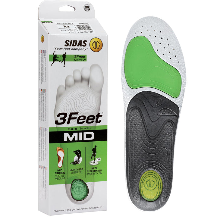 Sidas 3Feet Active Mid Einlegesohlen, grün X-Small, X-Small