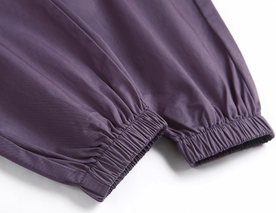 Mädchen Cargo Hose Straight Kinder Cargohose mit Gummizug, Dunkelviolett