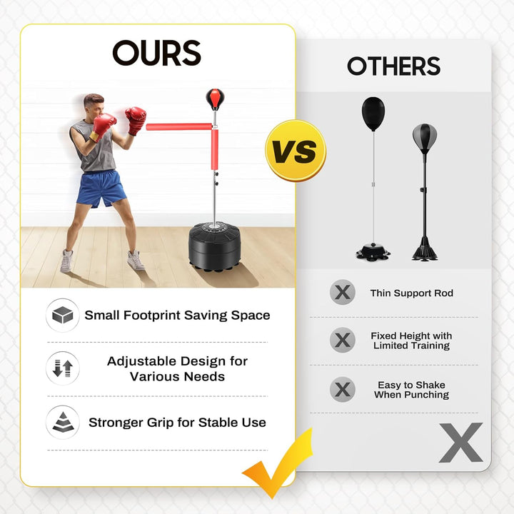 Stand Boxsack Boxständer mit 360 ° Reflex Bar Standboxtrainer für Boxing Einstellbare Höhe für Fitne