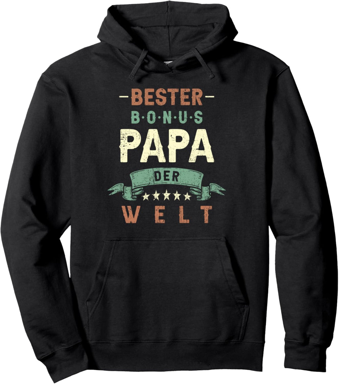 Bester Bonus Papa der Welt, Stiefvater, Retro-Vintage-Look Pullover Hoodie