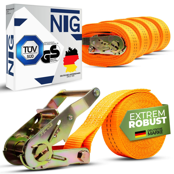 20 STÜCK Spanngurt Zurrgurt 6m 2t (2000 daN, KG) Einteilig 35mm mit Ratsche Ratschengurt TÜV/GS Gepr
