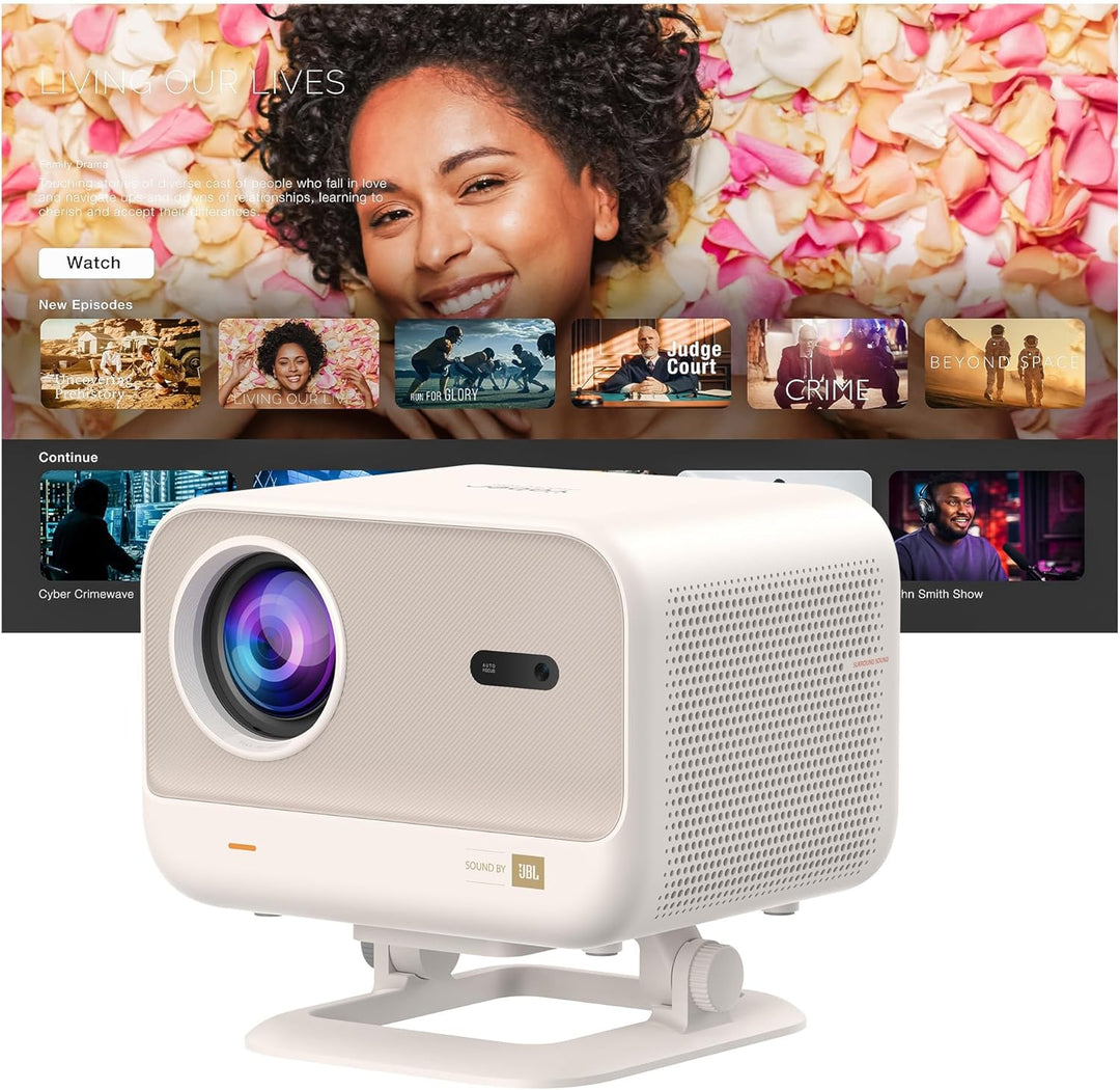 Yaber Tragbarer Aussenprojektor L2+ 4K WiFi6 und Bluetooth, Autofokus, integriertes Android-System,