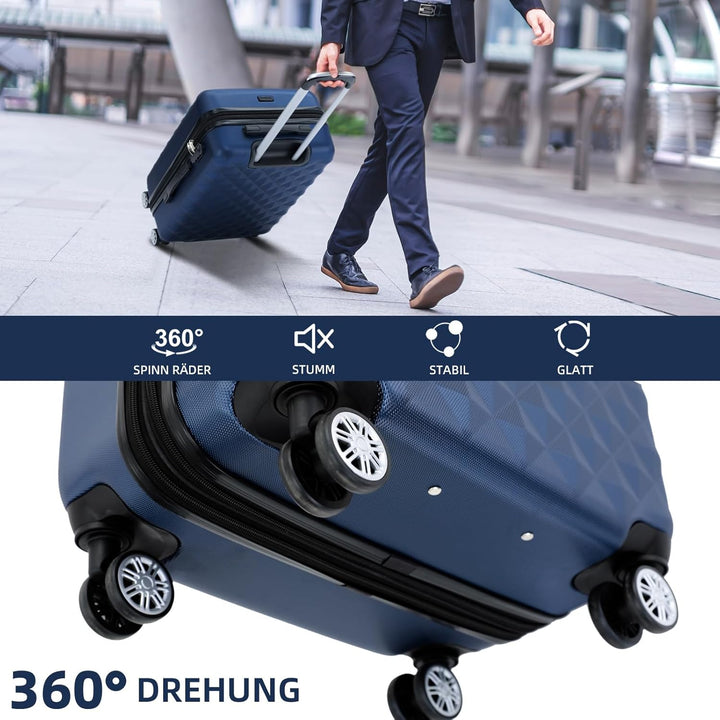 BEIBYE Zwillingsrollen 2066 Hartschale Trolley Koffer Reisekoffer Handgepäck Boardcase M (Dunkelblau