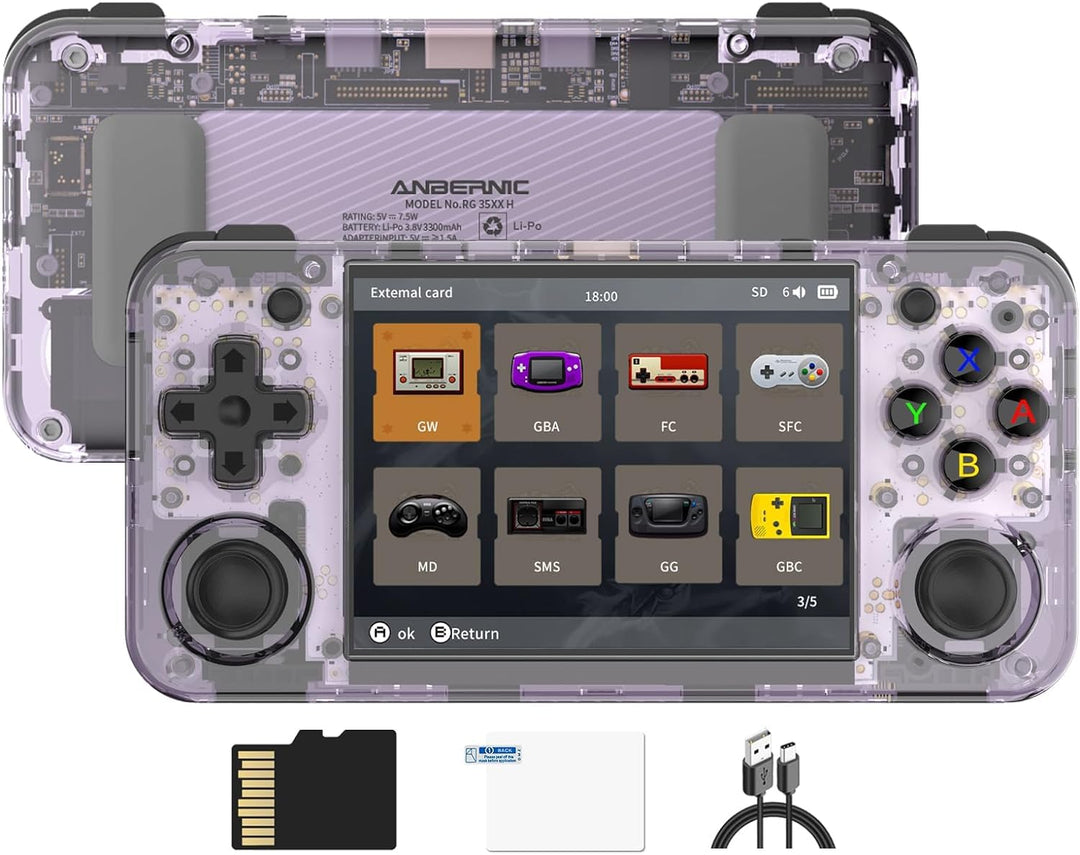 Anbernic RG35XX H Retro Handheld Spielkonsole, Support HDMI TV Output 5G WiFi Bluetooth 4.2 , 3.5 In