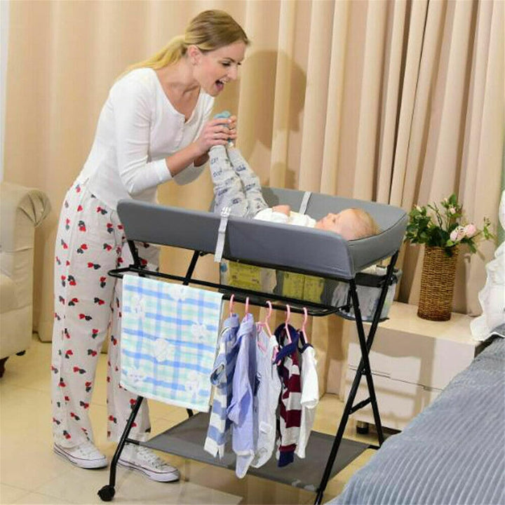 Baby Changing Unit Table Folding Nursery Changing Station Bath Mat with Storage Mit Badewanne,mit Ro