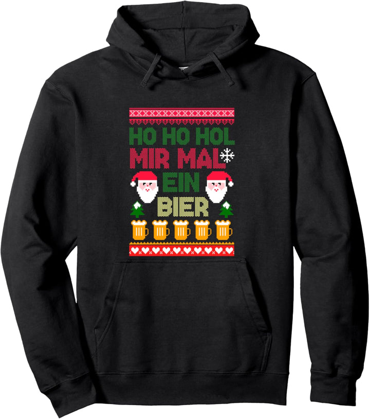 Ho Ho Hol Mir Mal Ein Bier Ugly Lustiges Christmas Bier Pullover Hoodie