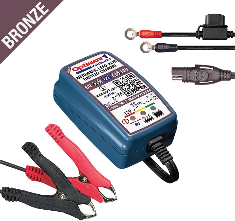 TecMate Optimate 1 VoltMatic, TM-400a, 4-stufiges 6V / 12V 0.6A Batterieladegerät und -wartung