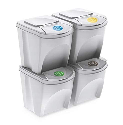 Mülleimer Abfalleimer Mülltrennsystem 100L - 4x25L Behälter Sorti Box Müllsortierer 3 Farben von rg-