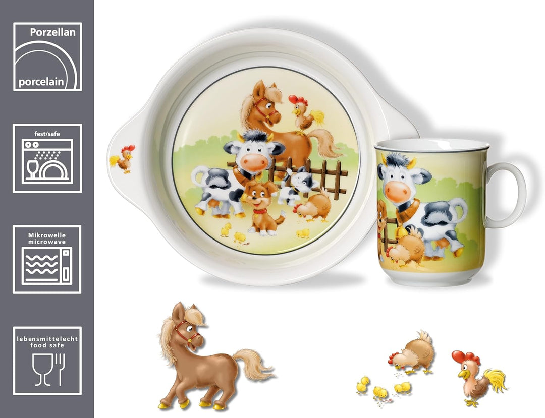 Kindergeschirr-Set Hoftiere, 2-teilig