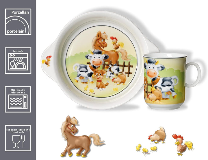 Kindergeschirr-Set Hoftiere, 2-teilig