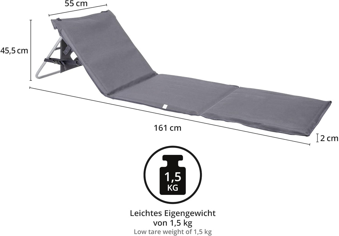 ONVAYA Premium Strandmatte 2cm gepolstert mit Rückenlehne | Strandliege faltbar | Strandmatratze | S
