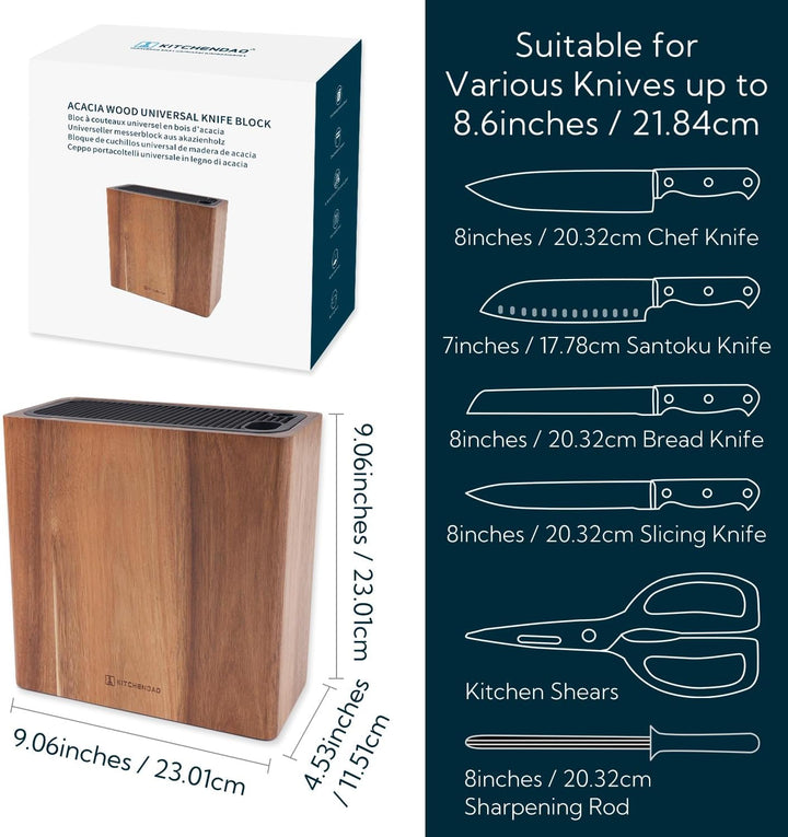 KITCHENDAO XL Akazienholz Universal-Messerblock-Halter… Xl-akazienholz, Akazienholz XL