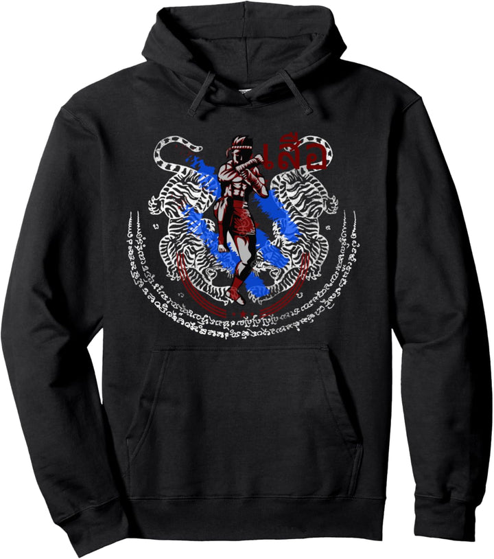 Twin Tiger Sak Yant Muay Thai Kickboxing Pullover Hoodie