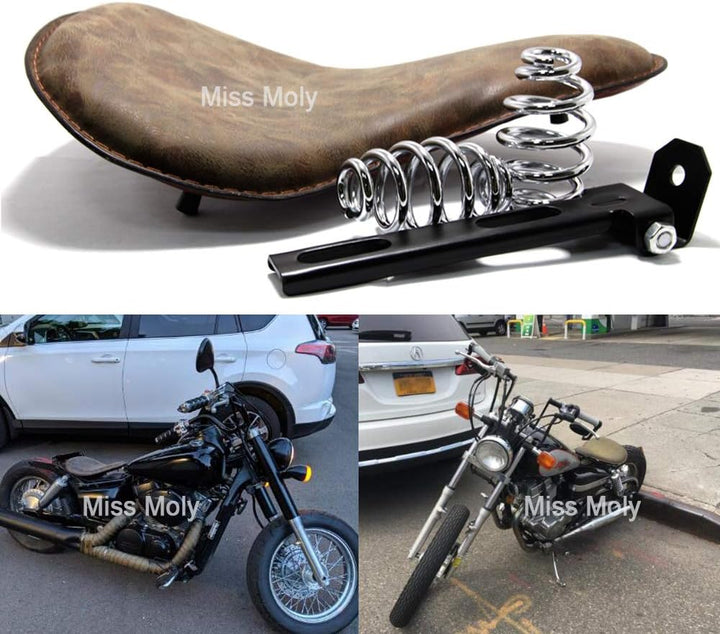 Retro Motorrad Leder Sitzpolster Sattel Solo Seat für Sportster Chopper Bobber 