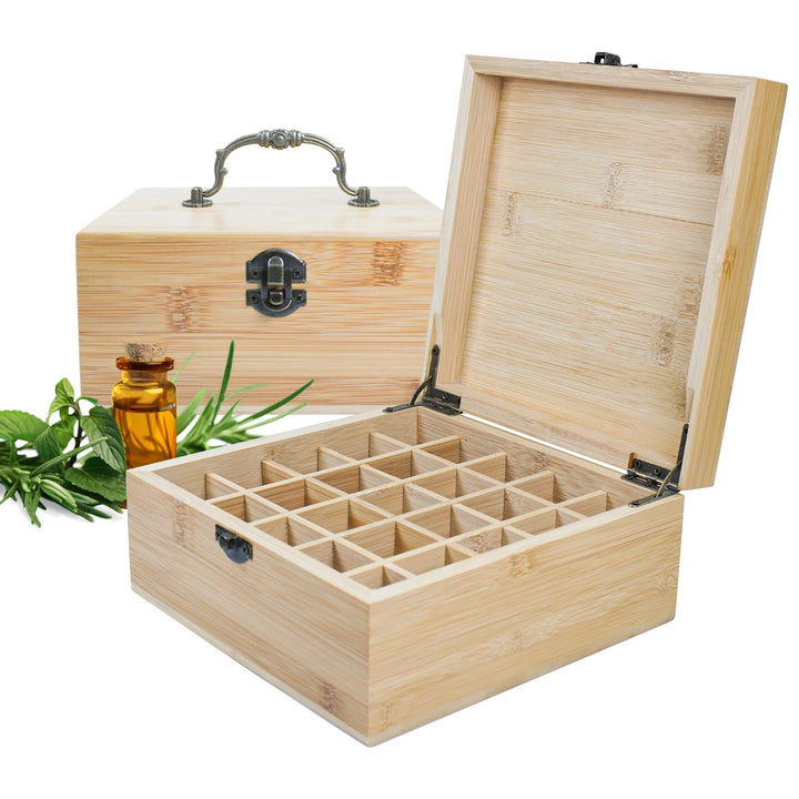 RoseFlower Bambus Ätherisches Öl Organisator Behälter Duftöle Display Ständer, 25 Löcher Aufbewahrun