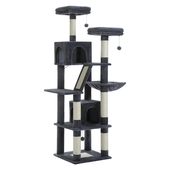 PETEPELA 180cm Kratzbaum gross, Multi-Level Katzenbaum für grosse Katzen, mit 6 Sisalsäule, 2 Kratzb