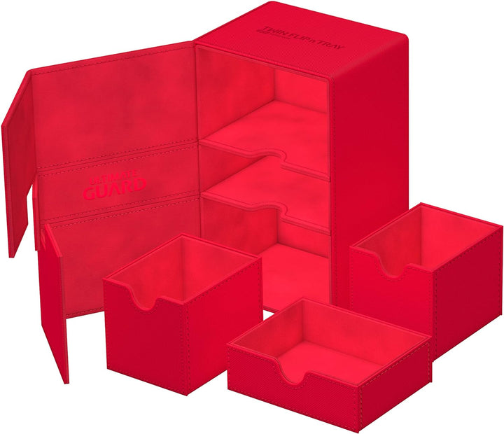 Ultimate Guard UGD011236 Twin Flip`n`Tray 160+ XenoSkin Monocolor Rot Kartenbox, Rot