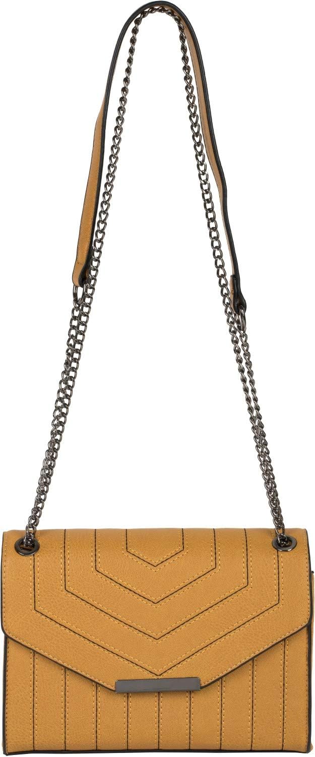 styleBREAKER Damen Umhängetasche mit Ziernähten und Kette, Schultertasche, Handtasche, Tasche 020123