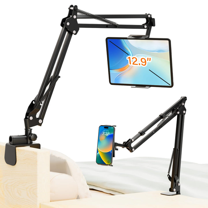 PEYOU Tablet Halterung Bett für Ständerhalter, 360 Grad Drehbarer IPad Halterung Bett mit Stabilem K