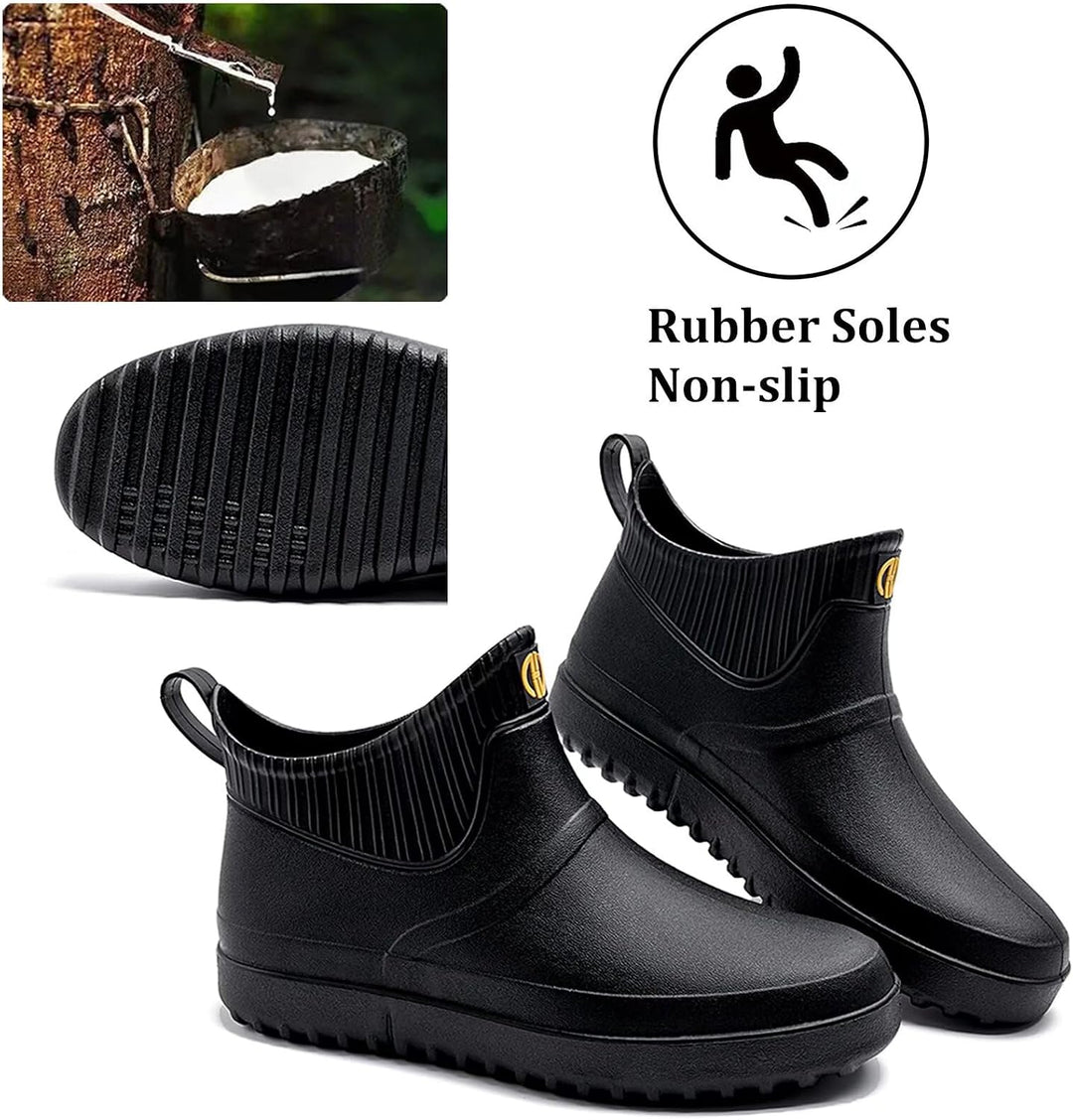 GURGER Herren Gummistiefel Kurz Wasserdicht Rutschfest Stadt Regenstiefel 39 EU Schwarz A1, 39 EU Sc