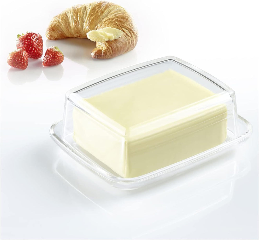 Westmark 2 Butterdosen aus Glas, Länge: 14,3 cm, Transparent, 208522E3 Glas Set 2tlg., Glas Set 2tlg
