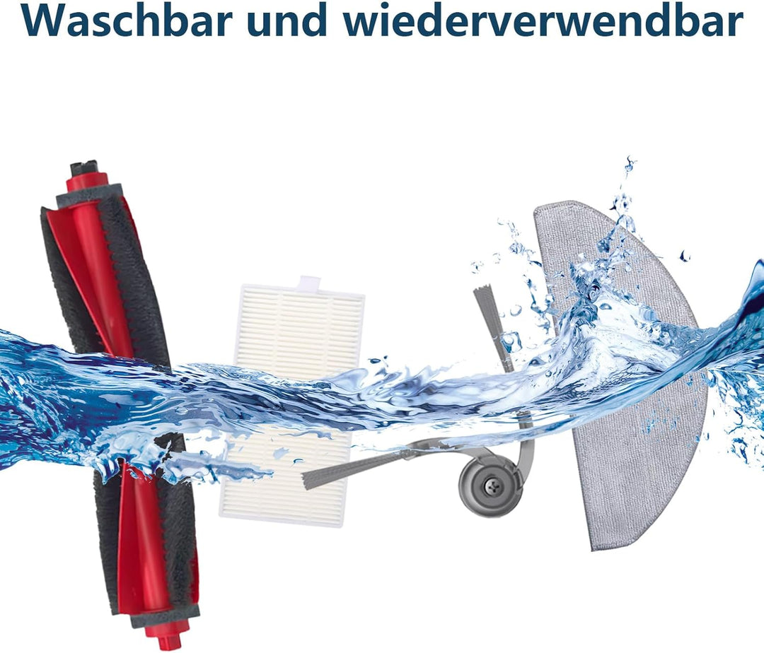 20 Pcs Zubehör für Roborock Q7 L5+ / Q7 M5 / Q7 M5+ / Q7 L5 Roboterstaubsauger, 2 Hauptbürsten, 6 Fi