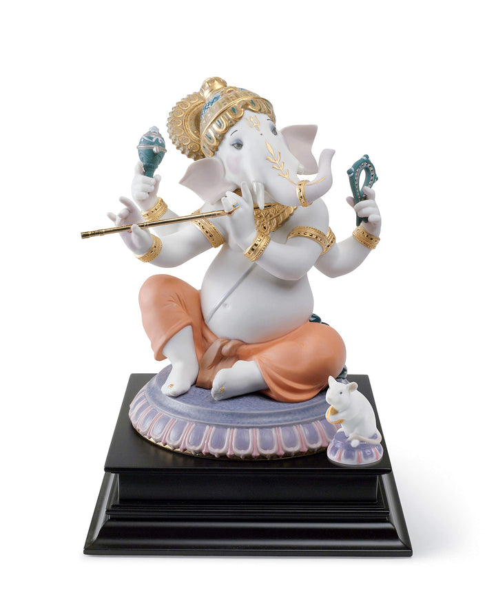 LLADRÓ Figur Ganesha Mit Bansuri. Limitierte Auflage. Ganesha. Porzellan.