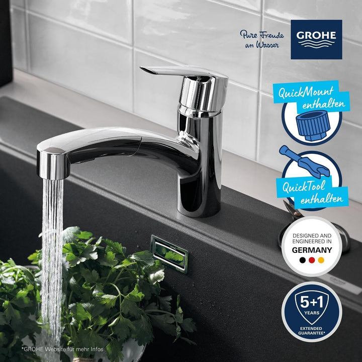 GROHE Start, Niederdruck Küchenarmatur 2 Strahlarten (Wasserhahn Küche für offene Warmwasserbereiter