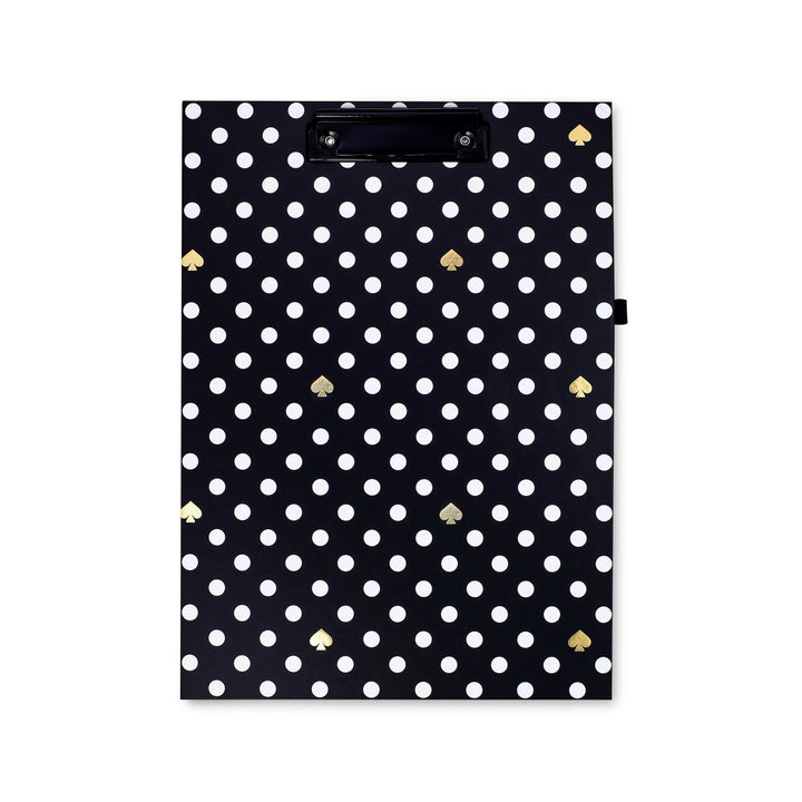 Kate Spade New York Clipboard Folio with Low Profile Clip, Black Professional Padfolio Includes Line