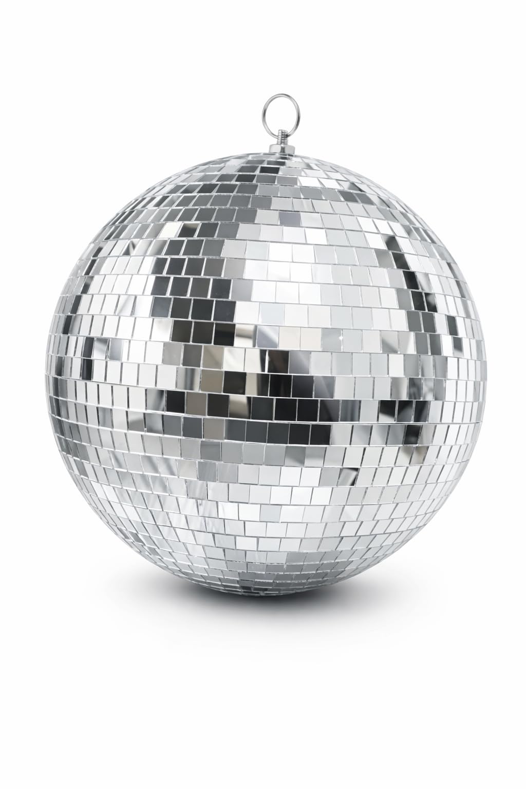 Discokugel Disco-Spiegel, silberfarben, 25 cm, mit Haken zum Aufhängen, glitzernde Dekoration, gross