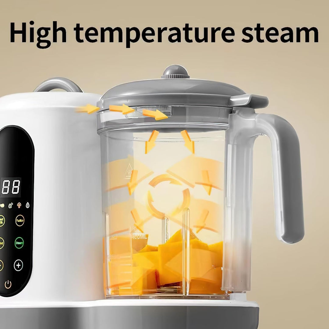 4-in-1 Babybrei Zubereiter & Dampfgarer Mixer Baby, 400ml Baby Küchenmaschine mit Touchscreen, Autom