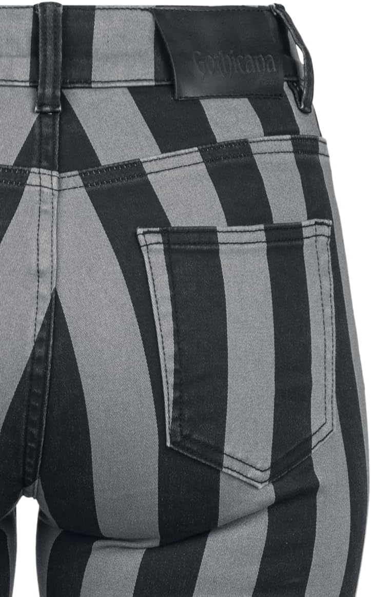 Gothicana by EMP Damen schwarz-grau gestreifte Hose W30L34