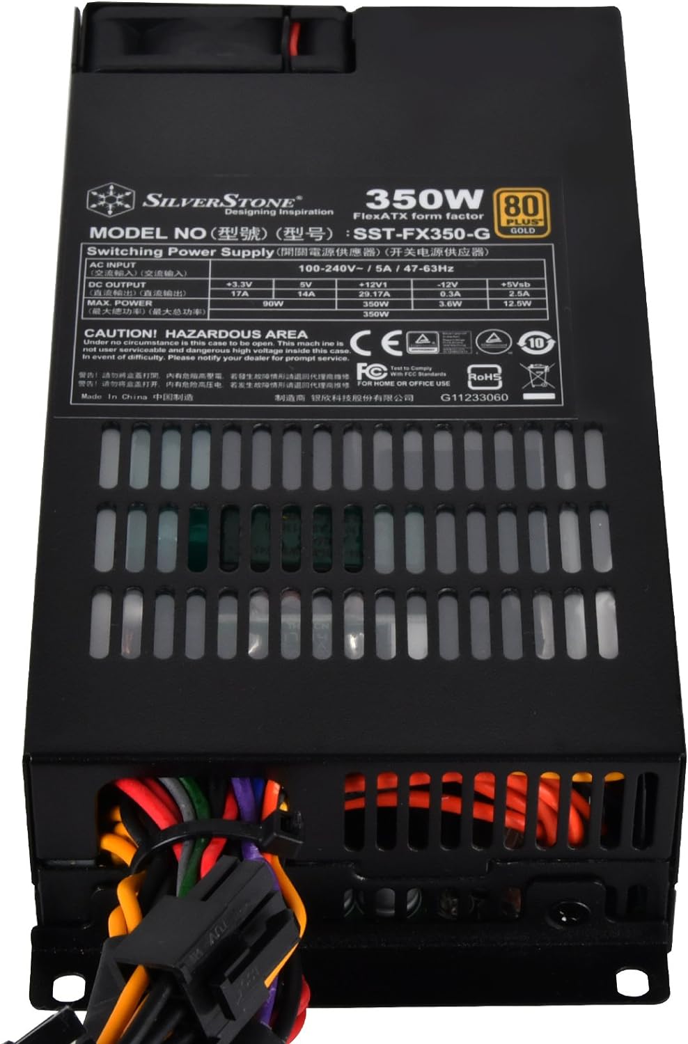 SilverStone SST-FX350-G - Flex Serie, 350W 80 Plus Gold geäuscharmes PC-Netzteil mit 40mm-Lüfter