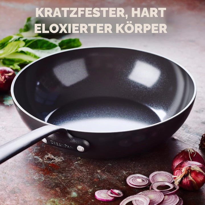 GreenPan Craft Hartanodisierte gesunde keramische Antihaft-Wok Pfanne 28 cm/3,6 Liter, PFAS-frei, in