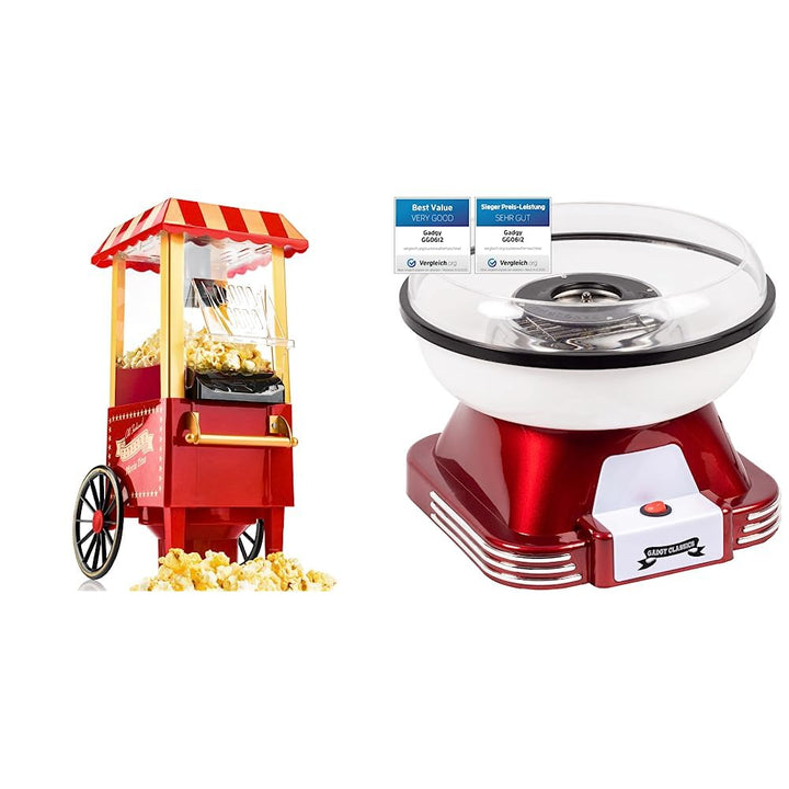 Gadgy Popcorn Maschine | Retro Popcorn Maker | Heissluft Ohne Fett Fettfrei Ölfrei &amp; Zuckerwattemasc