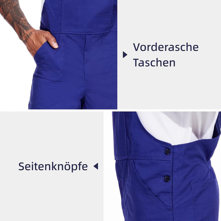 WORK IDEA Arbeits-Latzhose für Männer Multi Pocket Technology Herren Arbeitslatzhose Königsblau S, K