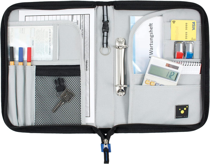 tee-uu TRIP Organizer Fahrtenbuchmappe mit Ringbuchmechanik DIN A5 Hochformat (blau), Blau