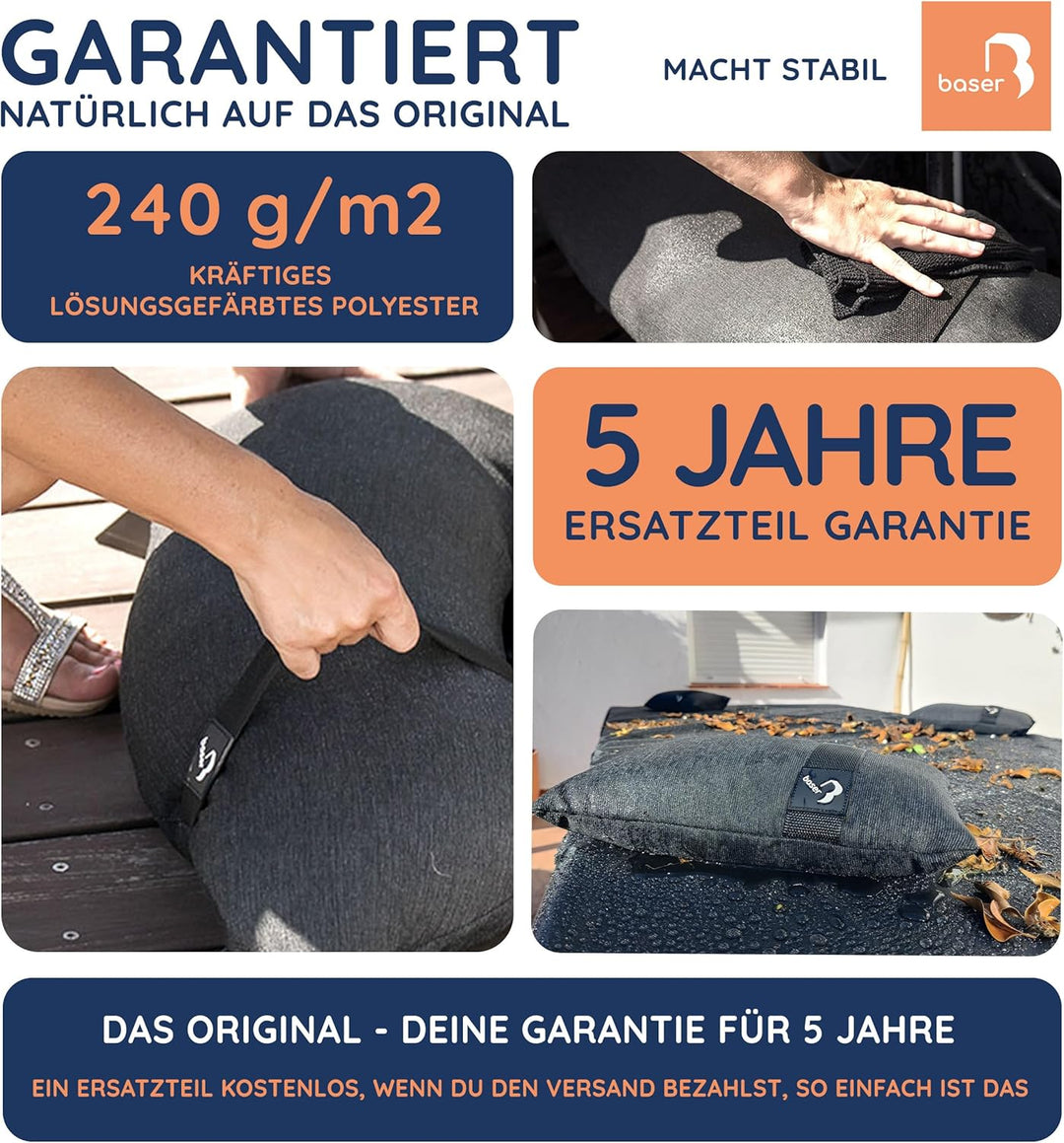 BASER - Gerade auffüllbare Sandsäcke, 4 x 25 KG, auffüllbare Gewichte für Ampelschirme, Sonnenschirm