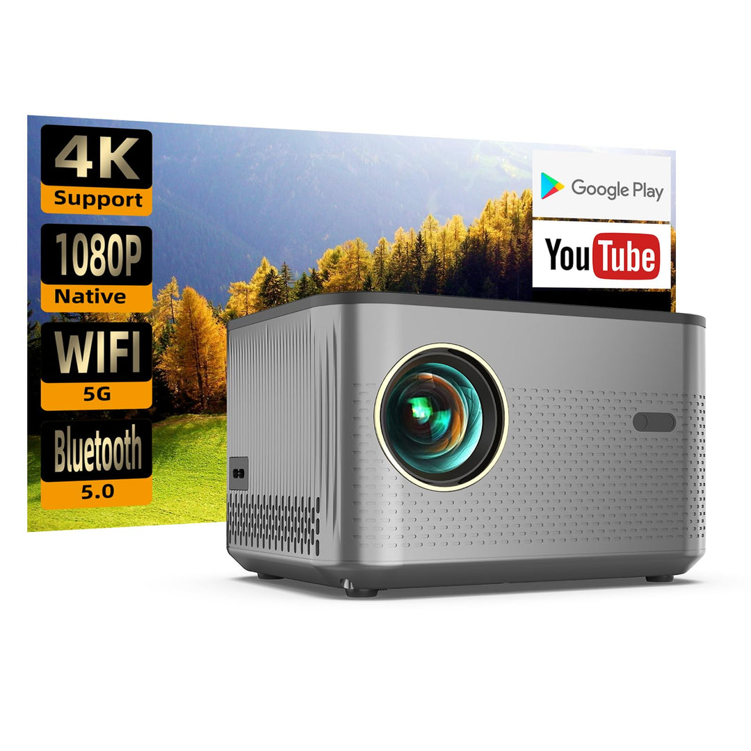 Beamer, 5G WiFi Bluetooth Beamer 12000 Lumen Full HD 1080P Beamer 4K Video Unterstützt, Heimkino Pro