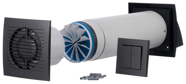 Steinberg14 Ø 100mm Dezentrale Einzelraumlüftungsanlage mit Wärmerückgewinnung 85% - mit Schalter, A