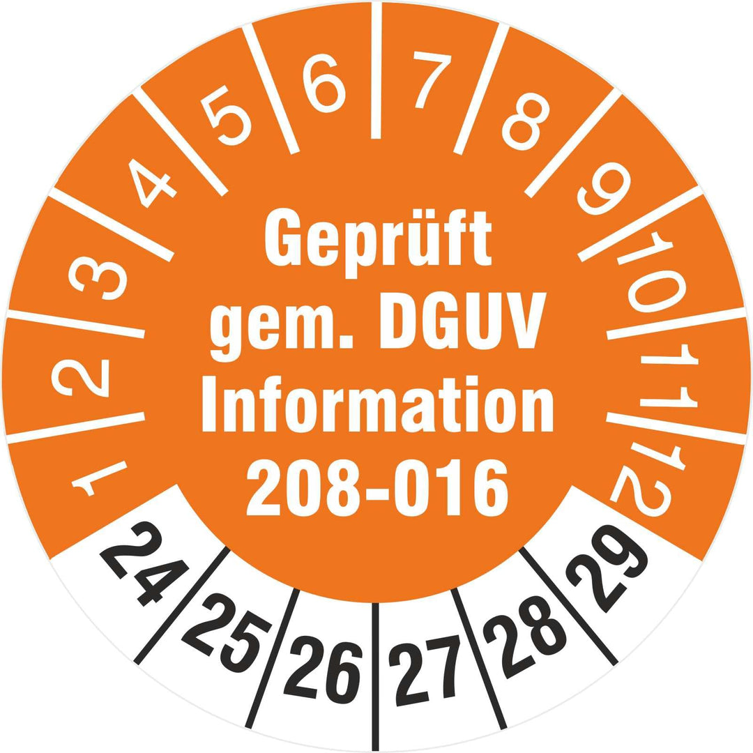 500 Prüfetiketten geprüft DGUV Information 208-016 30 mm Leitern und Tritte 2024 bis 2029 500 30mm D