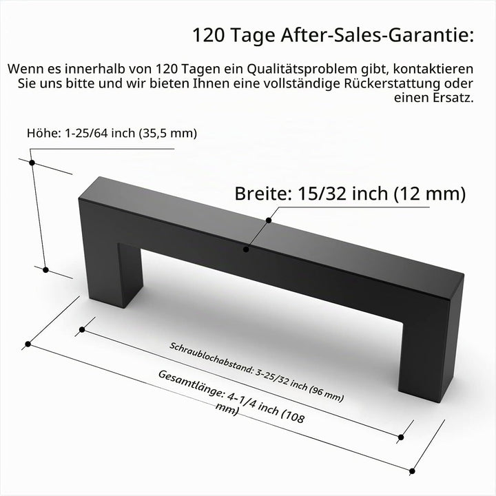 Amerdeco 20 Stück Möbelgriffe Edelstahl Schwarz Schrankgriffe Küchengriffe 96mm Lochabstand Schublad