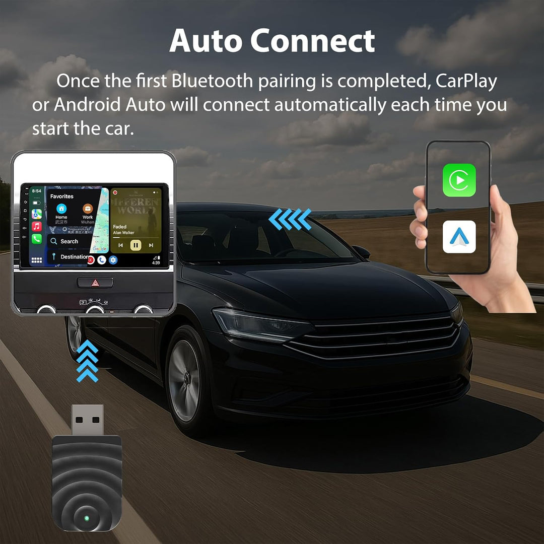 Sunweyer S21 Wireless CarPlay und Android Auto Adapter, 2 in 1 Auto Konnektivität Dongle, Plug & Pla