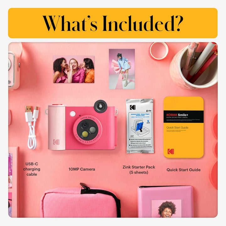 KODAK Smile+ 2-in-1 Digitale Sofortbildkamera & Bluetooth Fotodrucker Starterpaket + Weiche Tasche +