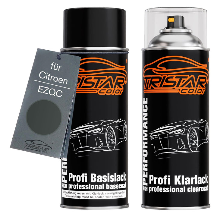TRISTARcolor Autolack Spraydosen Set für Citroen EZQC Gris Manitoba Metallic Basislack Klarlack Sprü